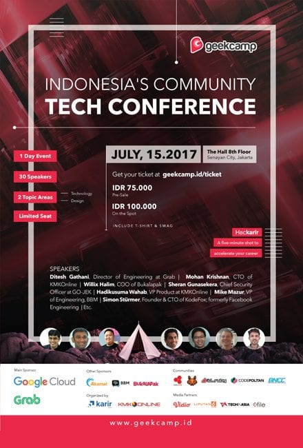 30 Nama Besar di GeekCamp 2017 – Konferensi Komunitas di Indonesia Garapan KMK Online dan Karir.com