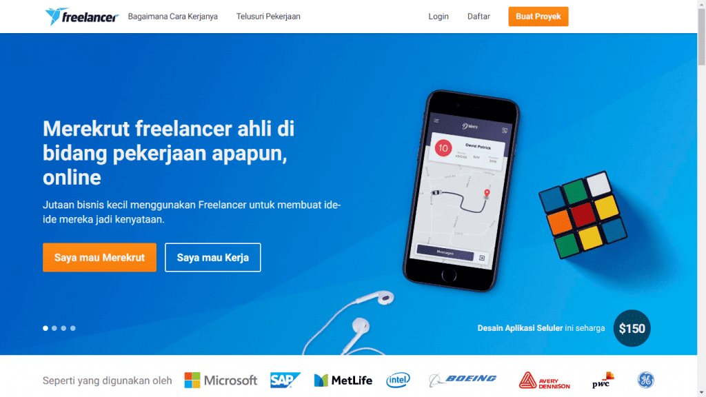 Tampilan Website Freelancer Indonesia