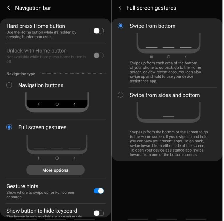 Gesture Navigation System pada Samsung One UI 2