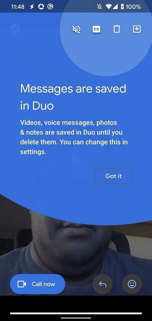 Menyimpan pesan di Google Duo